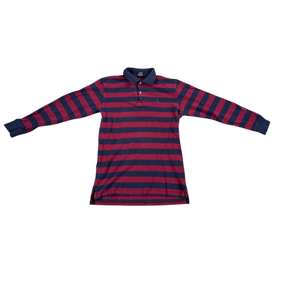 Vintage Ralph Lauren Rugby Polo Shirt Youth‎ Large Red Blue Green Pony 90s Boys